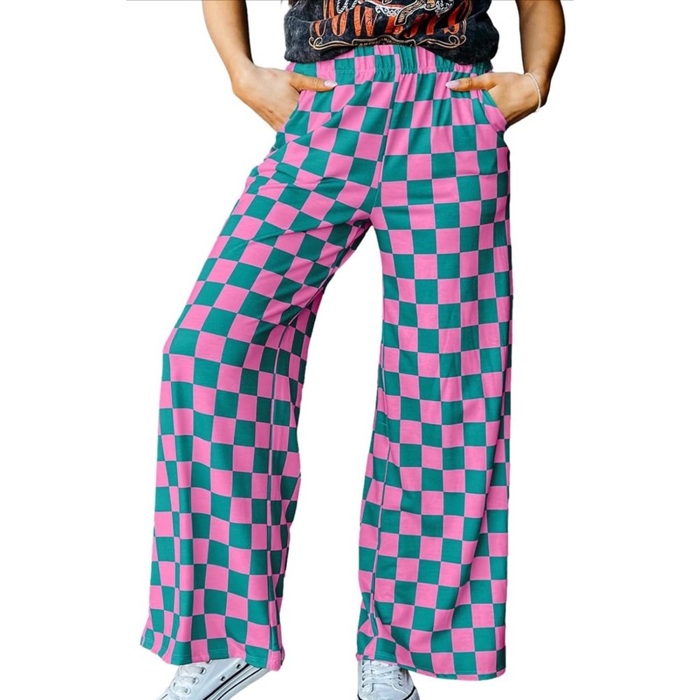 Star Blvd - Pink + Green Checkered Pants